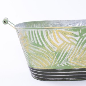 Vaschetta ovale in latta foglie 33X16H16,5