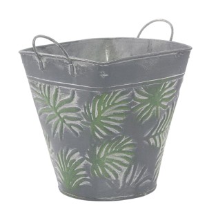 Vaschetta ovale in latta foglie 15x15h16