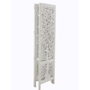 Paravento in mango bianco intagliato 150H180