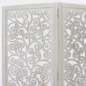 Paravento in mango bianco intagliato 150H180
