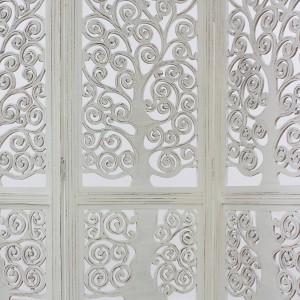 Paravento in mango bianco intagliato 150H180