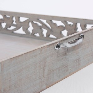 Vassoio in mango intagliato 55X40H7 in set di 3