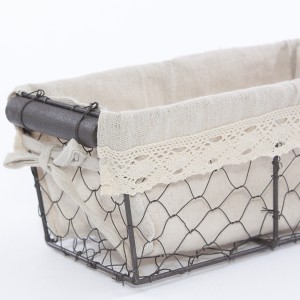 Cesto a rete in metallo con fodera 25X12H11
