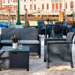 Salotto completo in resina grafite "Venezia"