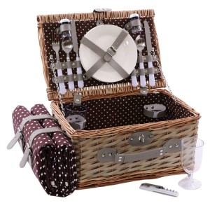 Cesto da picnic rettangolare in vimini 38X26H20