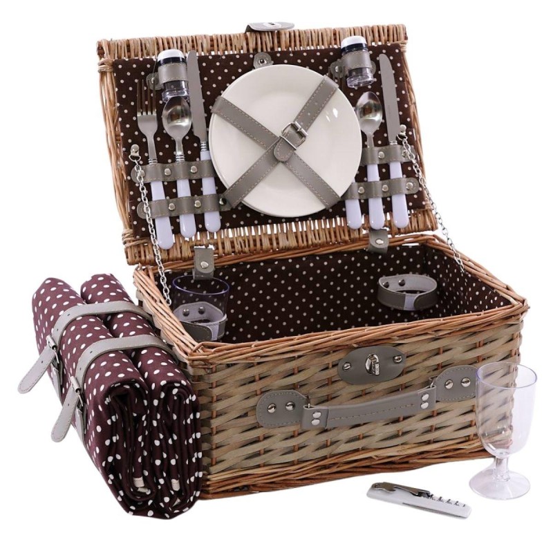 Cesto da picnic rettangolare in vimini 38X26H20