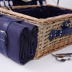 Cesto da picnic in vimini blu 44X30H20