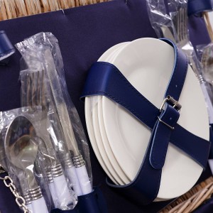 Cesto da picnic in vimini blu 44X30H20
