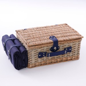 Cesto da picnic in vimini blu 44X30H20