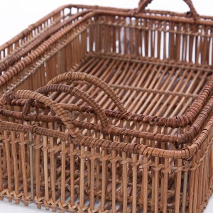 Vassoio in rattan naturale 50X35H13 in set di 3