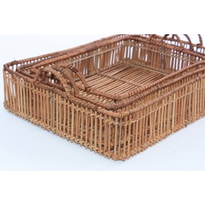 Vassoio in rattan naturale 50X35H13 in set di 3