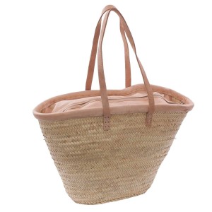 Borsa in palma con manici in cuoio 48X15H25