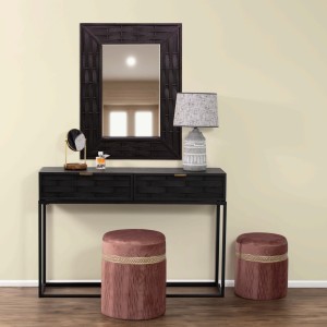 Specchio nero in legno di abete intrecciato "Macao" 84X115