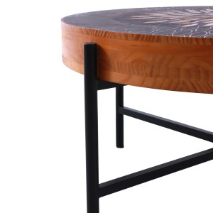 Tavolino da caffè in legno e metallo "Bangkok"Ø80H52