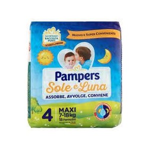 Pampers Sole/Luna Tg.4 Pannolino Maxi 7/18 Kg 17 Pz