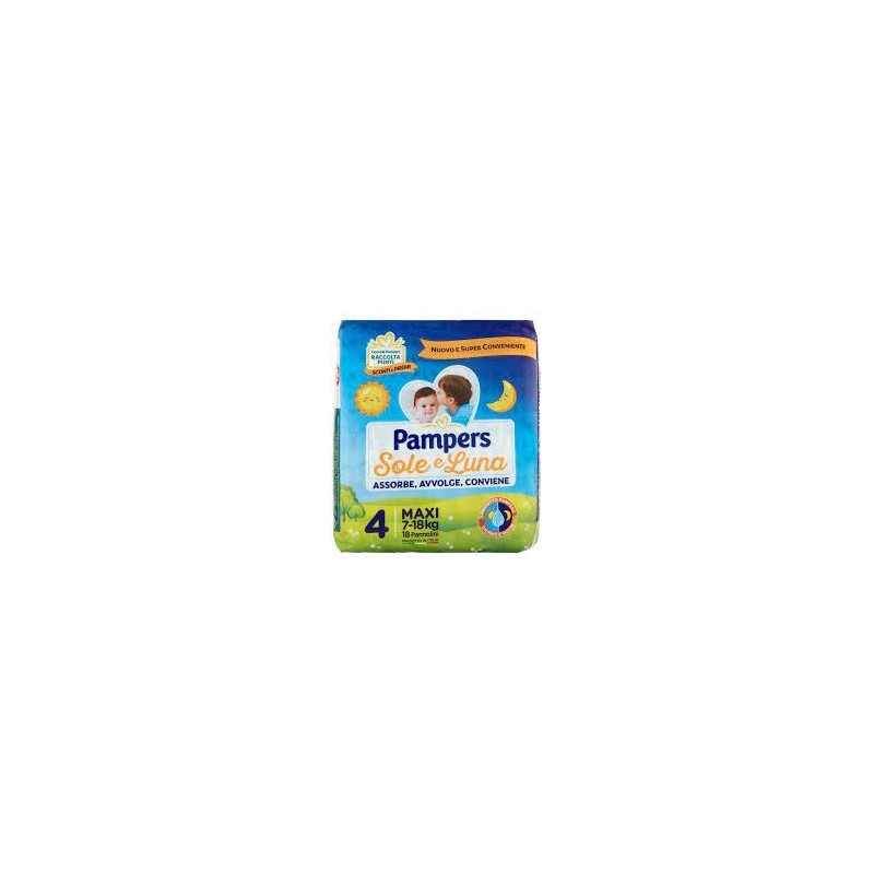 Pampers Sole/Luna Tg.4 Pannolino Maxi 7/18 Kg 17 Pz