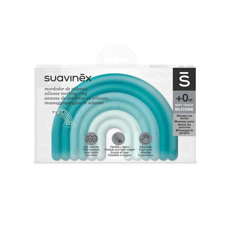 Suavinex Anello Dentizione Step 1 Arcobaleno Azzurro 0M+
