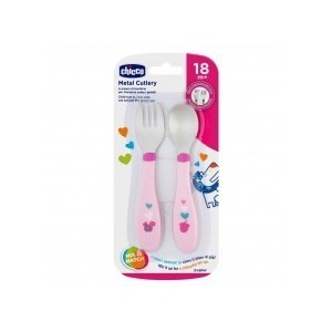 Chicco Posatine Inox 18M+ Rosa/Verde