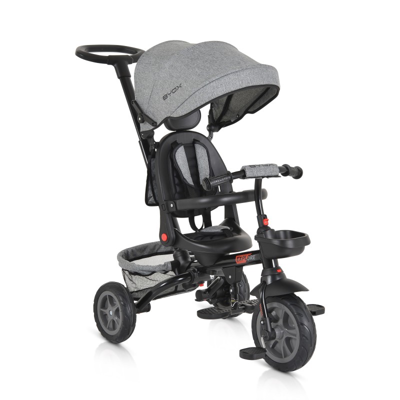 Byox Triciclo Explore Con Manubrio Pieghevole Grigio