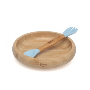 Kiokids Set Pappa Bambu Azzurro Con Ventosa 3Pz 4M+