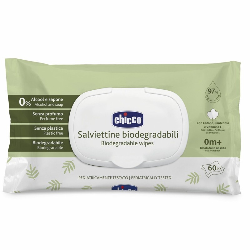 Chicco Nuove Salviette Biodegradabili C/Placchetta 60Pz Chicco Nuove Salviette Biodegradabili C/Placchetta 60Pz