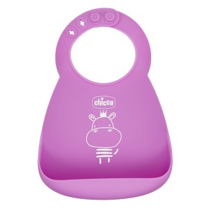 Chicco Bavaglino Silicone Con Tasca Rosa