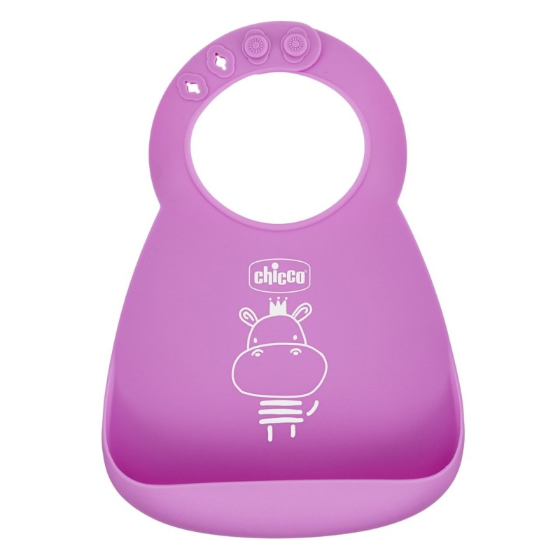 Chicco Bavaglino Silicone Con Tasca Rosa