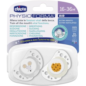 Chicco Succhietto Air Grigio Lumi Silicone 16-36M 2Pz