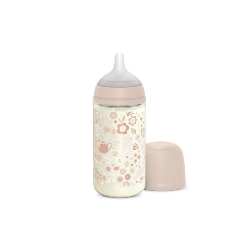 Suavinex Wonderland Biberon Vetro Silicone 240Ml Rosa