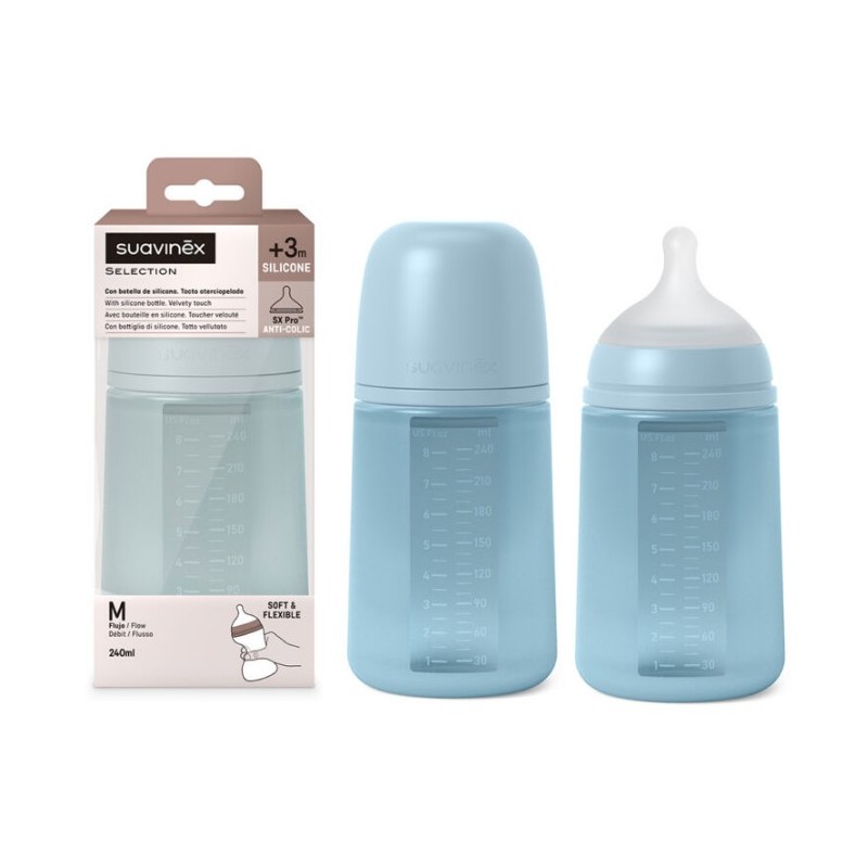 Suavinex Selection Biberon Silicone 240Ml Acqua Flusso M
