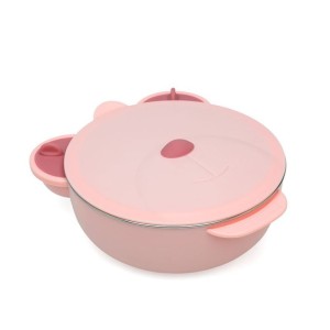 Kiokids Ciotola Termica C/Coperchio Acciaio Inox 450Ml Rosa