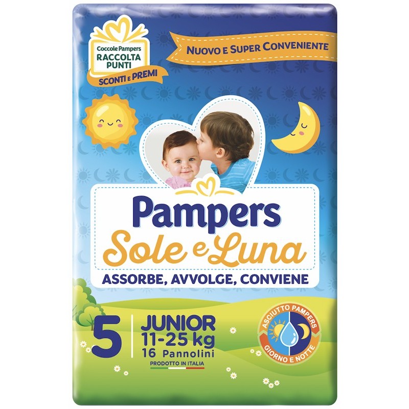 Pampers Sole/Luna Tg.5 Pannolino Junior 11/25 Kg 15 Pz Pampers Sole/Luna Tg.5 Pannolino Junior 11/25 Kg 15 Pz