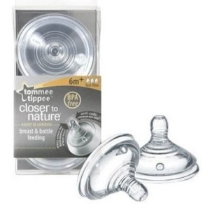 Tommee Tippee 2 Tettarelle 6M+ Flusso Veloce Closertonature