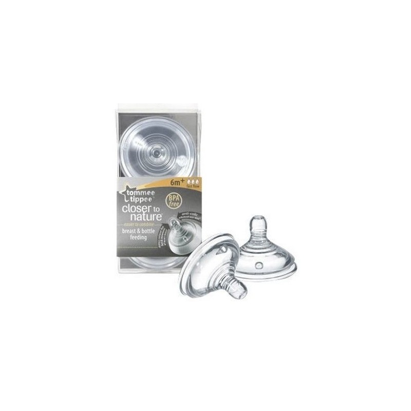 Tommee Tippee 2 Tettarelle 6M+ Flusso Veloce Closertonature