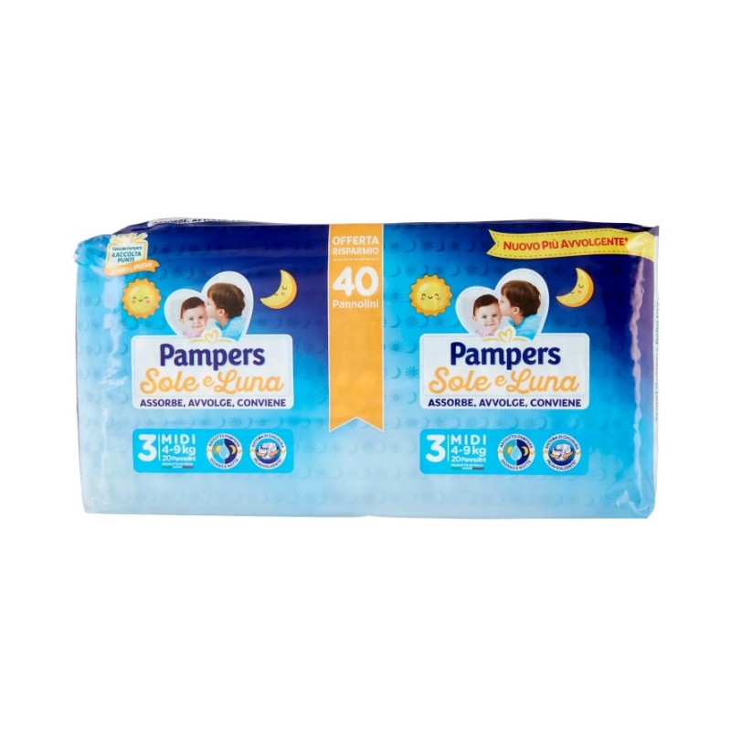 Pampers Sole/Luna Doppio 3 Midi 4-9Kg 40Pz