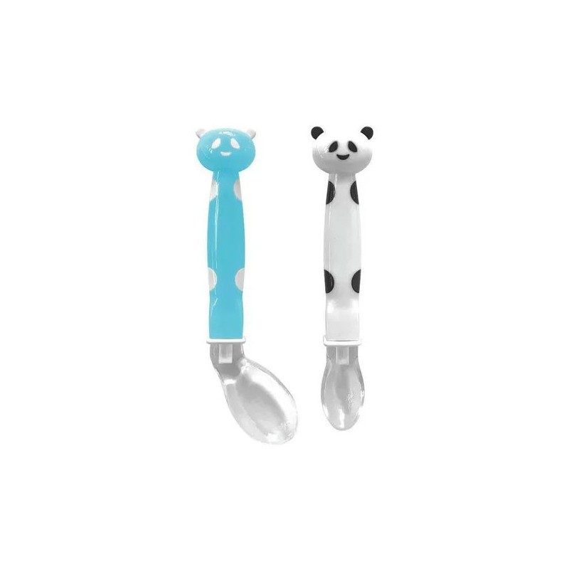 Cangaroo Cucchiai In Silicone Panda 2Pz Blu Moni Cangaroo Cucchiai In Silicone Panda 2Pz Blu Moni