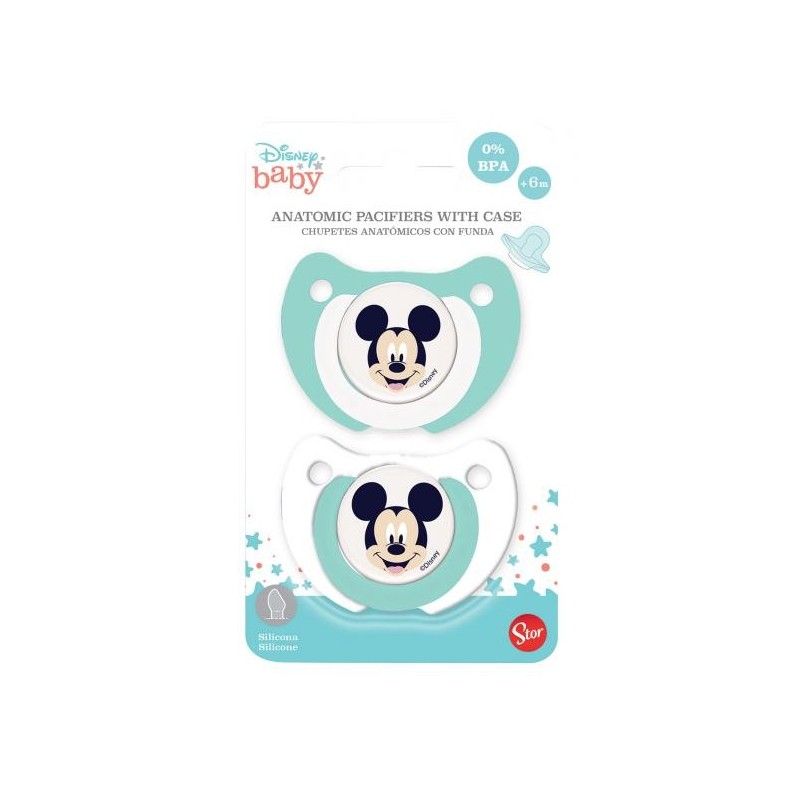 Disney Baby Set 2Pz Succhietti Silic.6M+ Mickey Art.