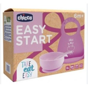 Chicco Set Pappa Silicone 6M+ Rosa