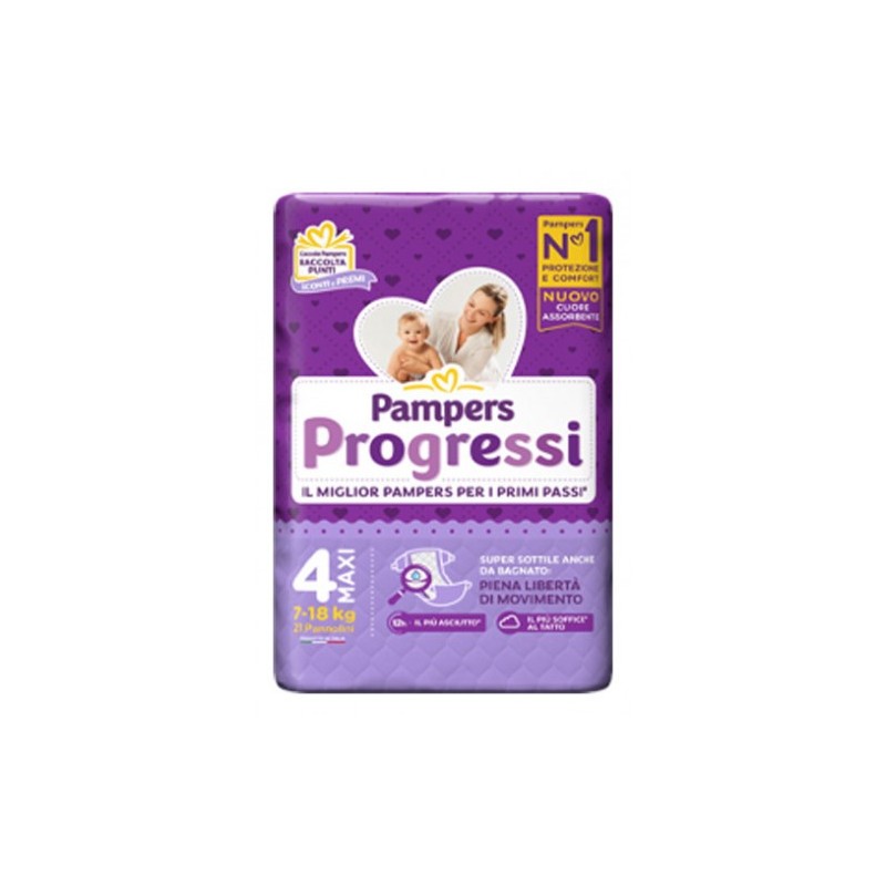 Pampers Progressi Tg 4 Maxi 7-18Kg 21Pz Pampers Progressi Tg 4 Maxi 7-18Kg 21Pz