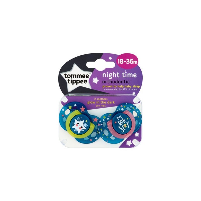 Tommee Tippee Succhietti Night Time Ortodontic 18-36M 2Pz