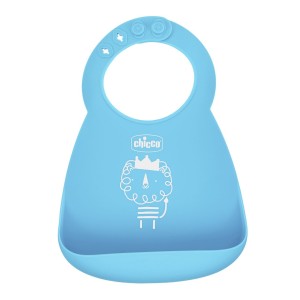 Chicco Bavaglino Silicone Con Tasca Blu