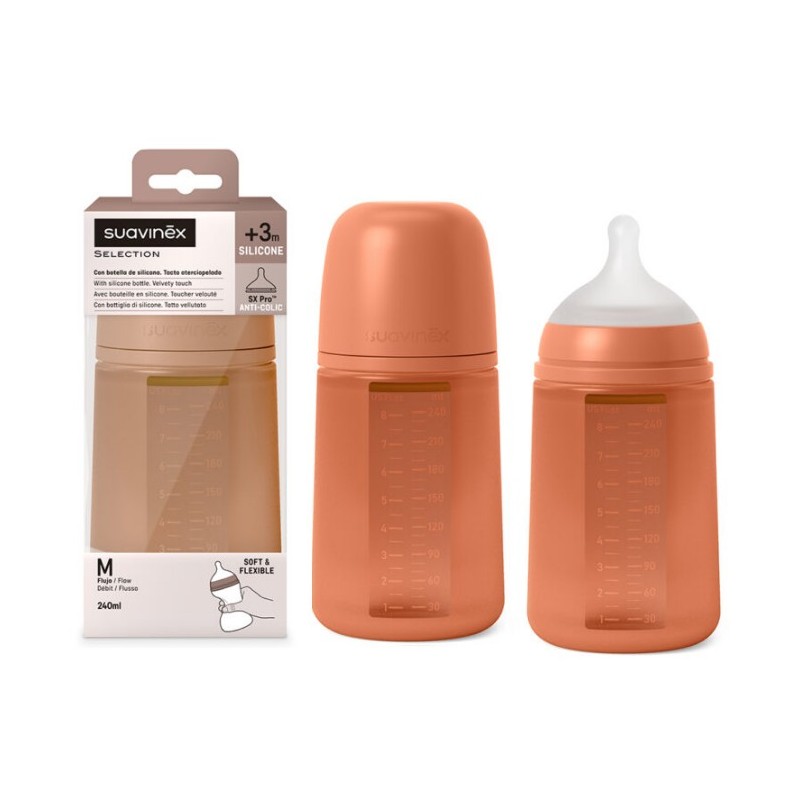 Suavinex Selection Biberon Silicone 240Ml Orange Sunset Flu