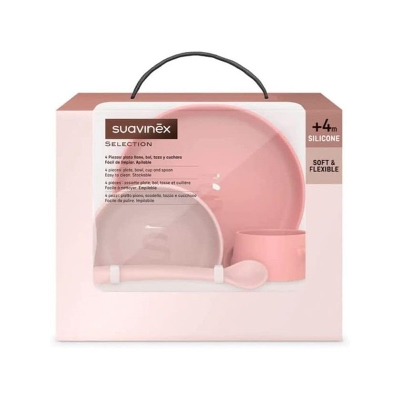 Suavinex Selection Set Svezzamento Silicone Rosa 4M+ 4Pz