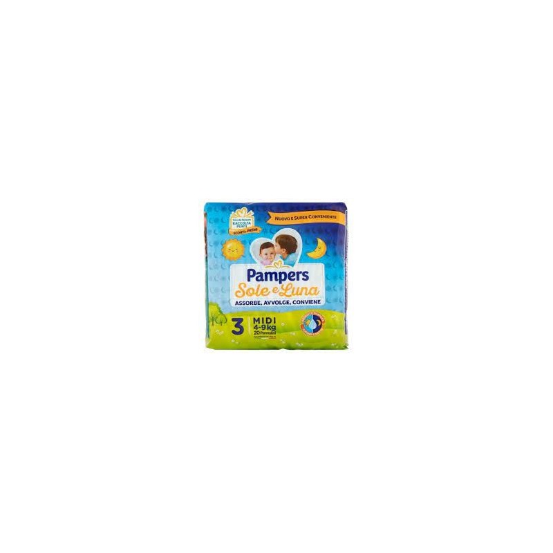 Pampers Sole/Luna Tg.3 Pannolino Midi 4/9 Kg 20 Pz