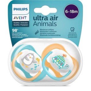 Avent 2 Succhietti Ultra Air 6-18Mesi Maschio Animaletti