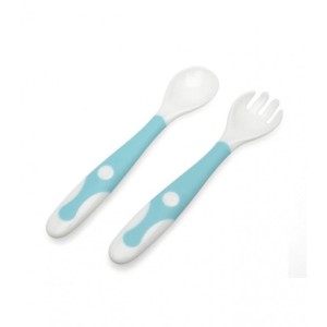 Kiokids Set Posate Flessibili Azzurre(Cucchiaio Forchetta S