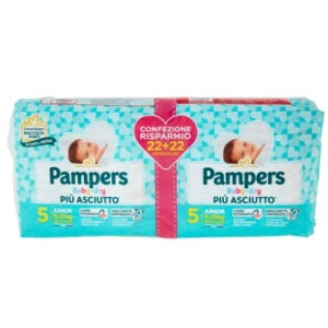 Pampers Baby Dry 5 Pacco Convenienza Junior 11-25Kg 44Pz