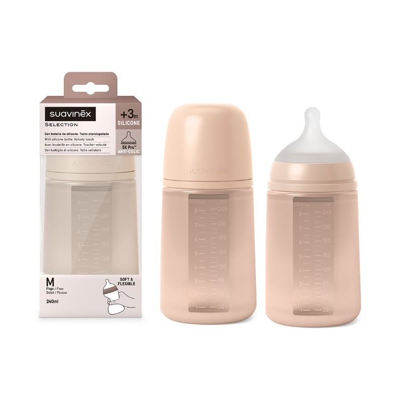 Suavinex Selection Biberon Silicone 240Ml Nude Flusso M