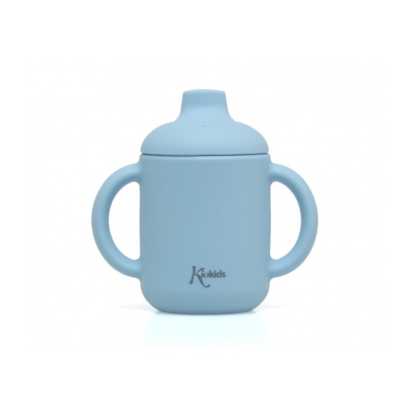 Kiokids Tazza Silicone Azzurra 120Ml Con Manici