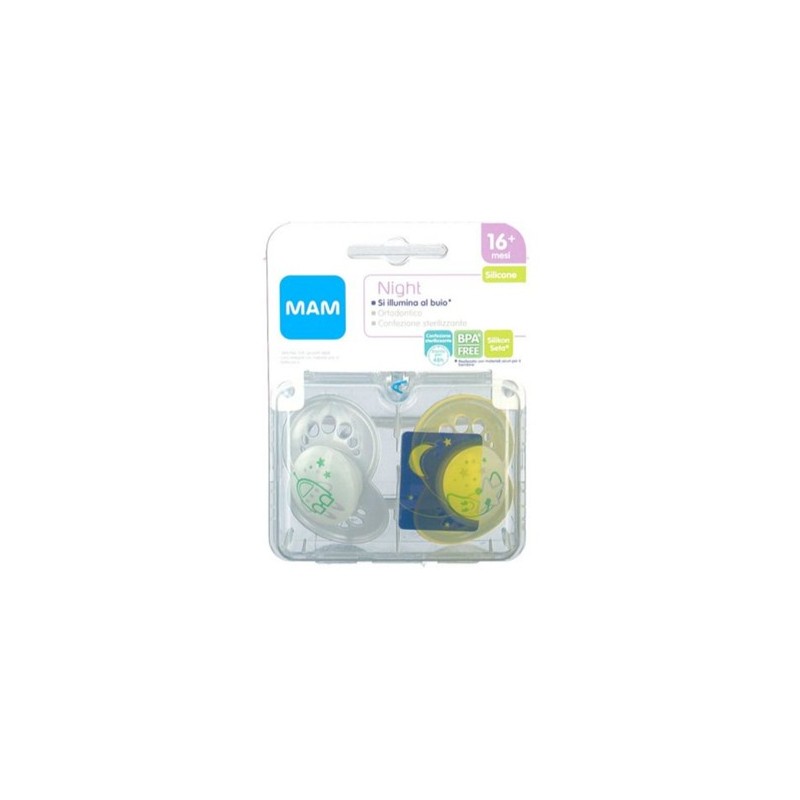 Mam 2 Succhietti Original Night Silicone 16M+ Neutro